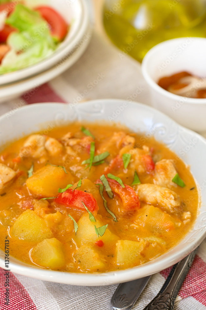 Hungarian chicken paprikash with potatoes Hungarian chicken paprikash with potatoes