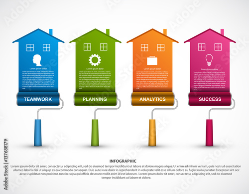 Infographic with a roller brush. Design template. Vector illustration.