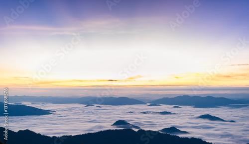 Sunrise and sea of mist, view from  phucheefa forest park