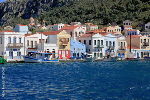 Fishing boats moored to the east side-main harbor. Kastellorizo-Greece. 1726