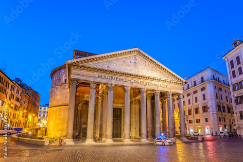 Pantheon at night before sunrise, Rome, Italy © Noppasinw