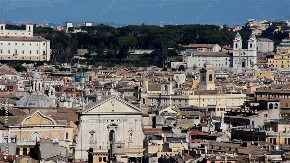 Skyline of Rome, Italy. Panorama of city with roofs, churches, monuments. Full HD Skyline of Rome, Italy. Panorama of city with roofs, churches, monuments. Full HD