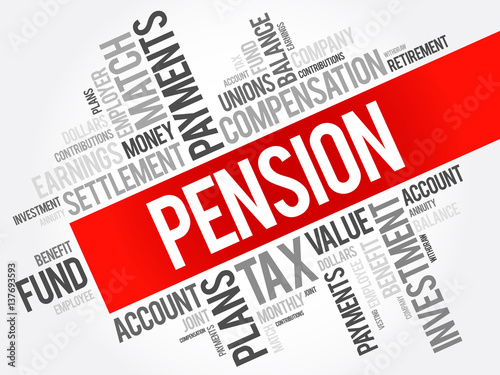 Pension word cloud collage, social concept background
