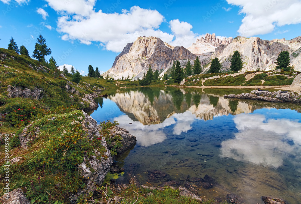 Lago di Limides in Dolomite Alps, Italy