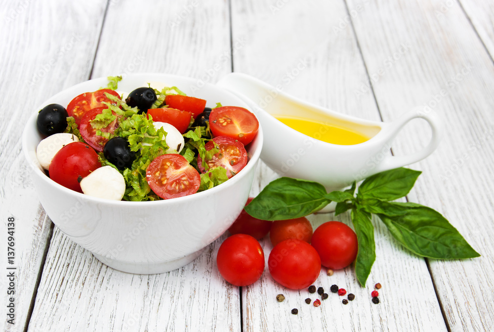 salad with mozarella cheese and vegetables salad with mozarella cheese and vegetables