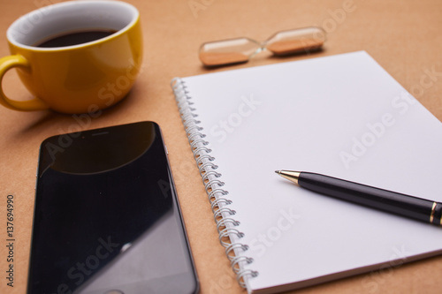 cup of coffee on the office table