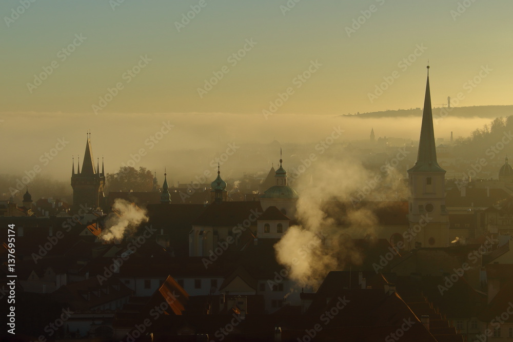  Prague under the fog, Czech republic, Europe