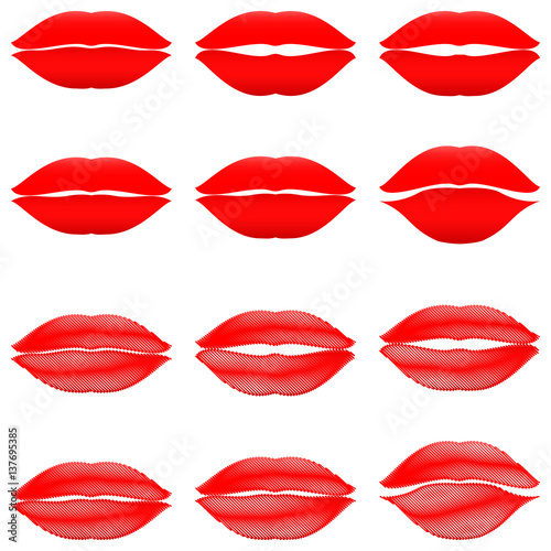 Red lips in style gradient and art.