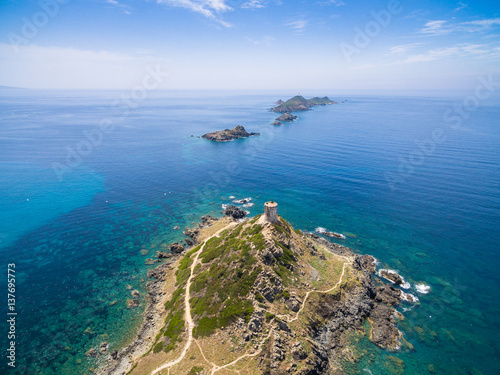 Aerial view of Sanguinaires bloodthirsty Islands in Corsica, France photo