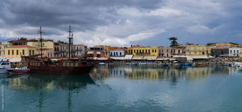 the old harbor in the city of Rethymnon