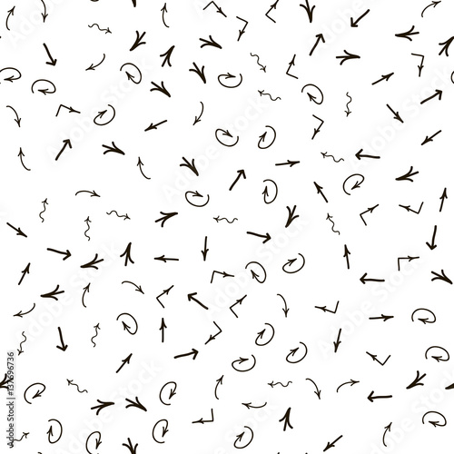 Seamless ornament from different handwritten arrows. Vector illustration background