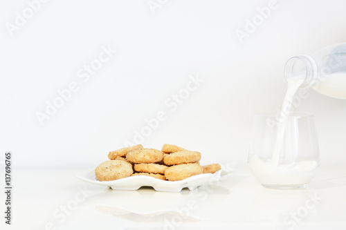 Biscuits with pouring milk