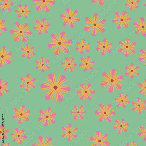 Exquisite floral ornament with random flowers. For fabric, wrapping paper, wallpaper, design and interior. Vector background. © uncleaux