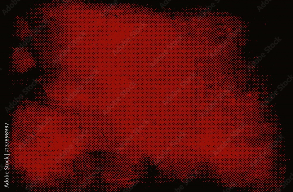 halftone dots frame, red black texture  