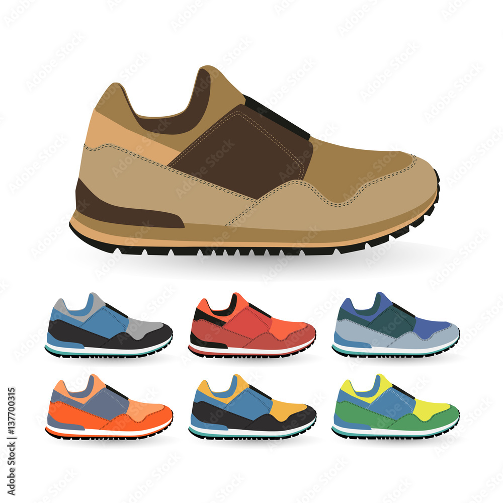 Set of stylish sneakers for running, vector, illustration, Set of stylish sneakers for running, vector, illustration,
