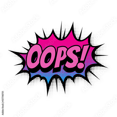 Oops comic text bubble vector isolated color icon