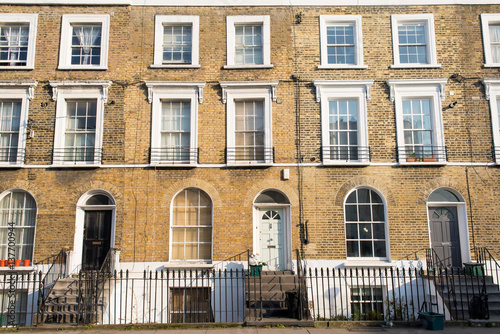 Wall Mural Facade of Victorian residential town houses made in yellow brick in a residential area of North London