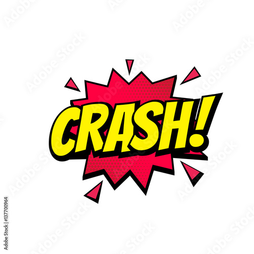 Crash comic text bubble vector isolated color icon
