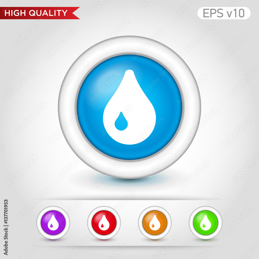 Waterdrop icon. Button with water icon. Modern UI vector. Waterdrop icon. Button with water icon. Modern UI vector.