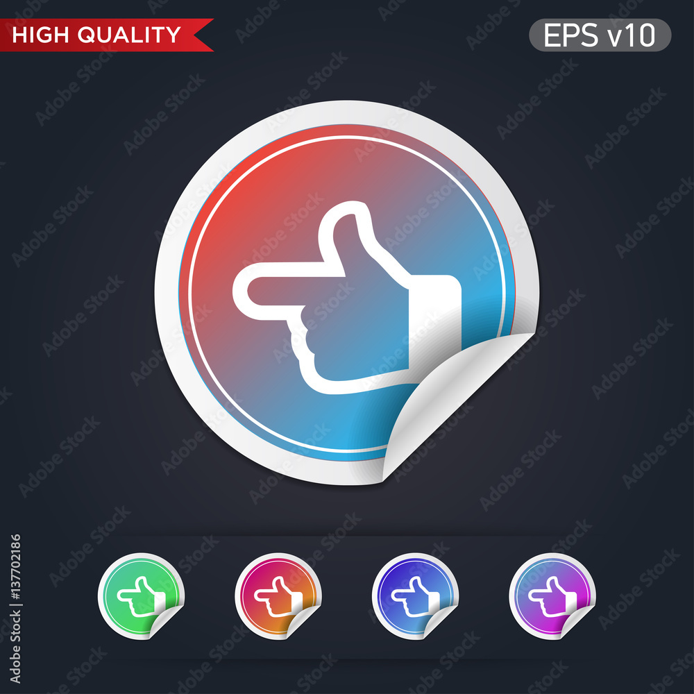 Left finger icon. Button with left finger icon. Modern UI vector. Left finger icon. Button with left finger icon. Modern UI vector.