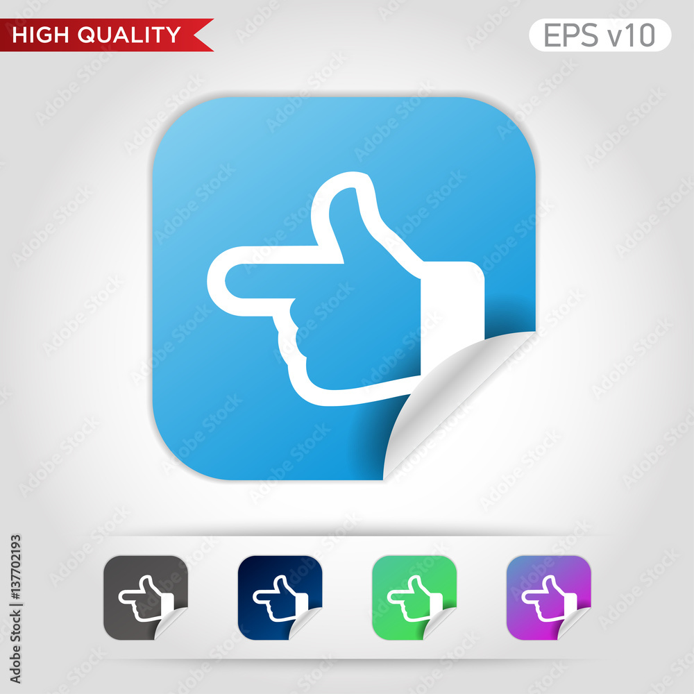 Left finger icon. Button with left finger icon. Modern UI vector. Left finger icon. Button with left finger icon. Modern UI vector.