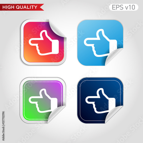Left finger icon. Button with left finger icon. Modern UI vector.