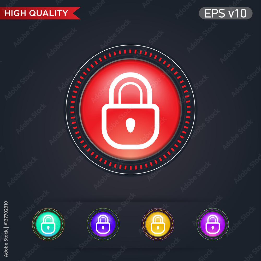 Lock icon. Button with lock icon. Modern UI vector. Lock icon. Button with lock icon. Modern UI vector.