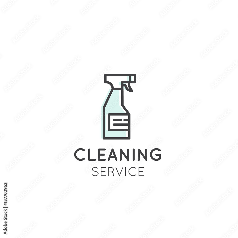 Vector Icon Style Illustration Concept Logo of Cleaning Service, Plumbing, Dishwashing, Household Company, Isolated Symbols for Web and Mobile