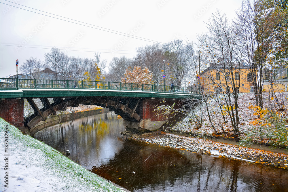 Early snow in the city. Early snow in the city.
