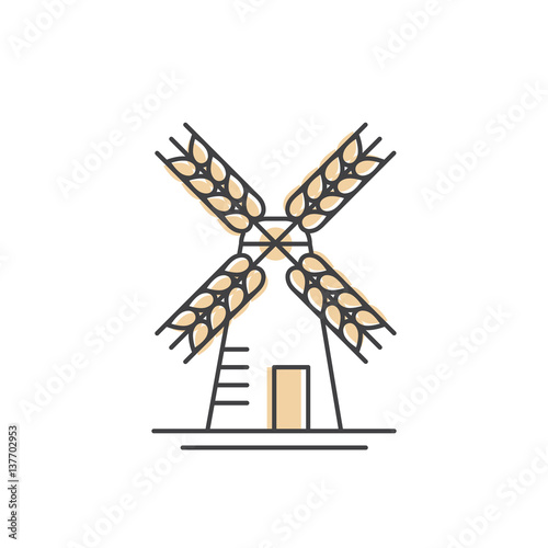 Vector Icon Style Illustration Concept Logo of Bakery, Mill, Bread Product, Store or Market, Isolated Symbols for Web and Mobile