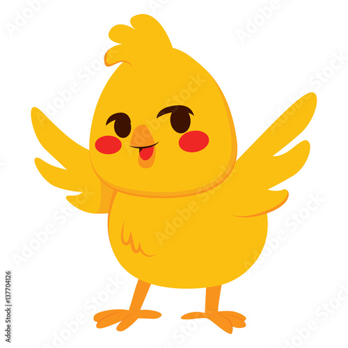 Illustration of cute little happy chick isolated on white background