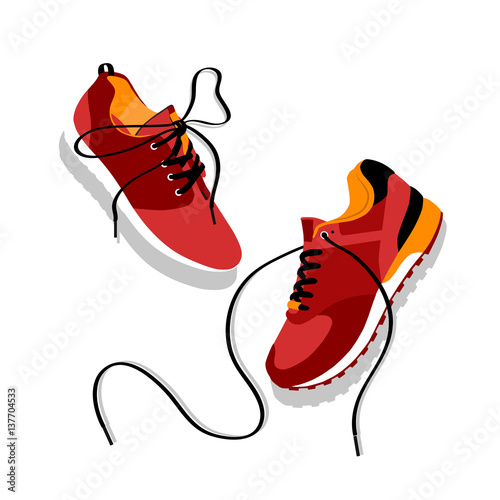 Stylish sneakers for running on colored background