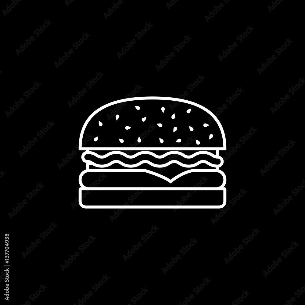 Hamburger line icon, food & drink elements, fast food sign, a linear pattern on a black background, eps 10. Hamburger line icon, food & drink elements, fast food sign, a linear pattern on a black background, eps 10.