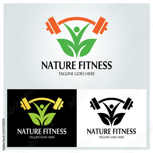 Nature fitness logo design template. Vector illustration