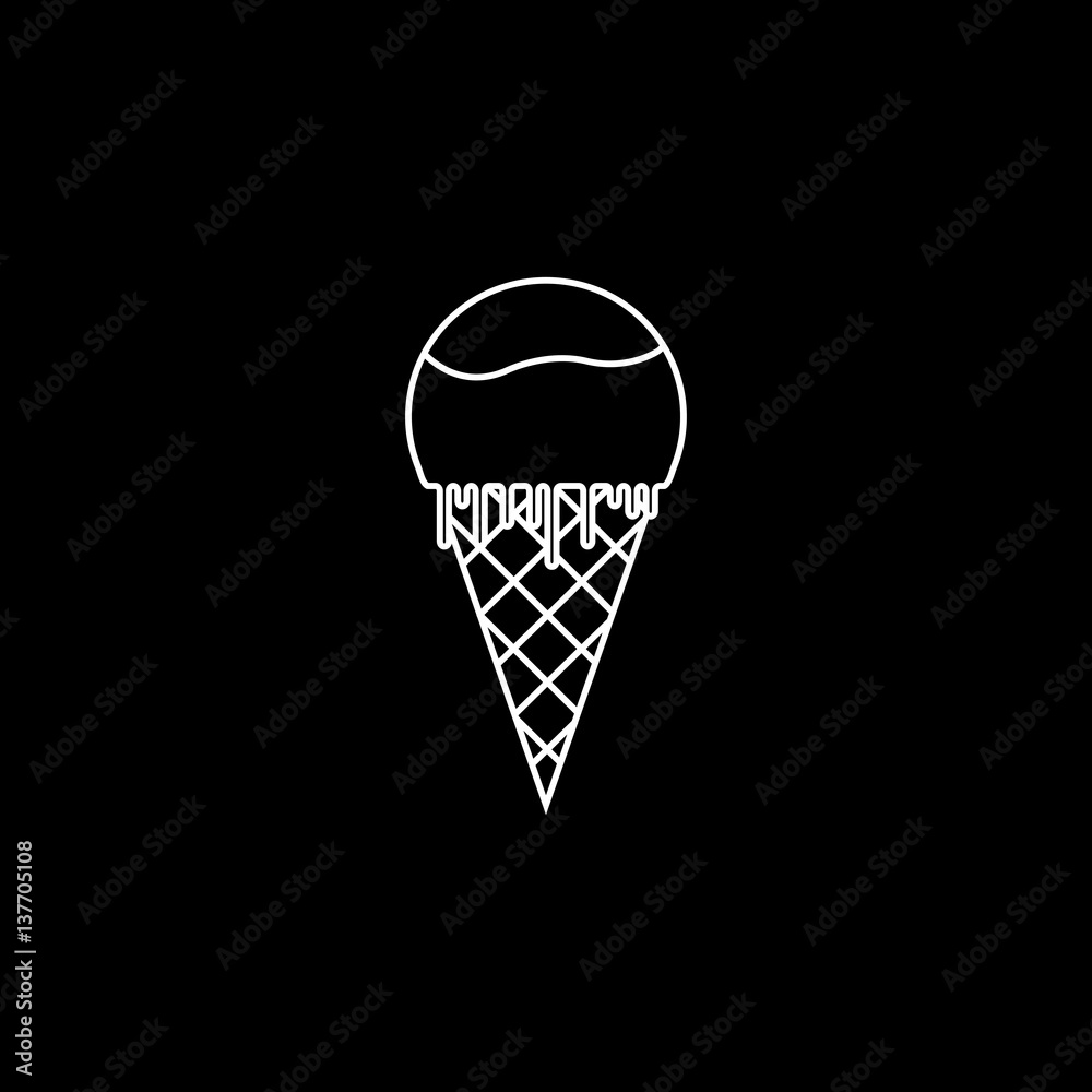 Ice Cream line icon, food & drink elements, sweets sign, a linear pattern on a black background, eps 10. Ice Cream line icon, food & drink elements, sweets sign, a linear pattern on a black background, eps 10.