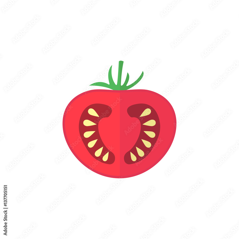 Tomato flat icon, food & drink elements, vegetable sign, a colorful solid pattern on a white background, eps 10. Tomato flat icon, food & drink elements, vegetable sign, a colorful solid pattern on a white background, eps 10.