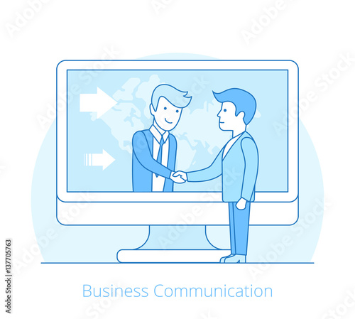 Business Communication Flat line art style people vector