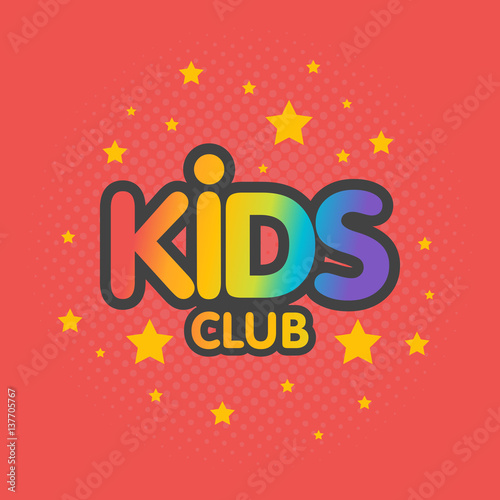 Kids club letter sign poster vector illustration