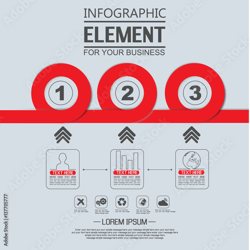 ELEMENT FOR INFOGRAPHIC  TEMPLATE GEOMETRIC FIGURE OVERLAPPING CIRCLES RED