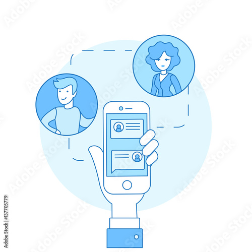 Linear Flat correspondence phone screen vector Mobile connection