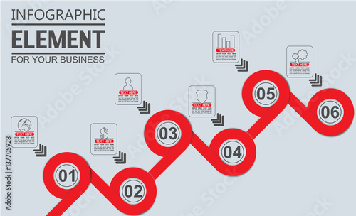 ELEMENT FOR INFOGRAPHIC  TEMPLATE GEOMETRIC FIGURE OVERLAPPING CIRCLES SIXTH EDITION RED