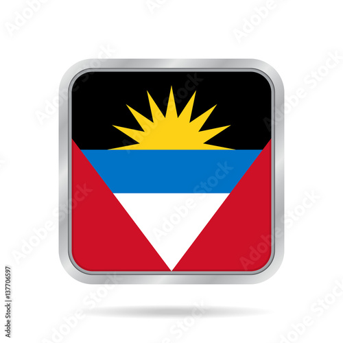 Free Download Flag of Antigua and Barbuda. Metal square button. - GFXLoad