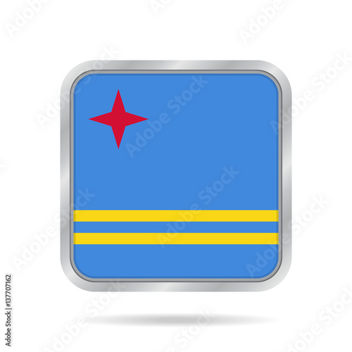 Free Download Flag of Aruba. Shiny metallic gray square button. - GFXLoad