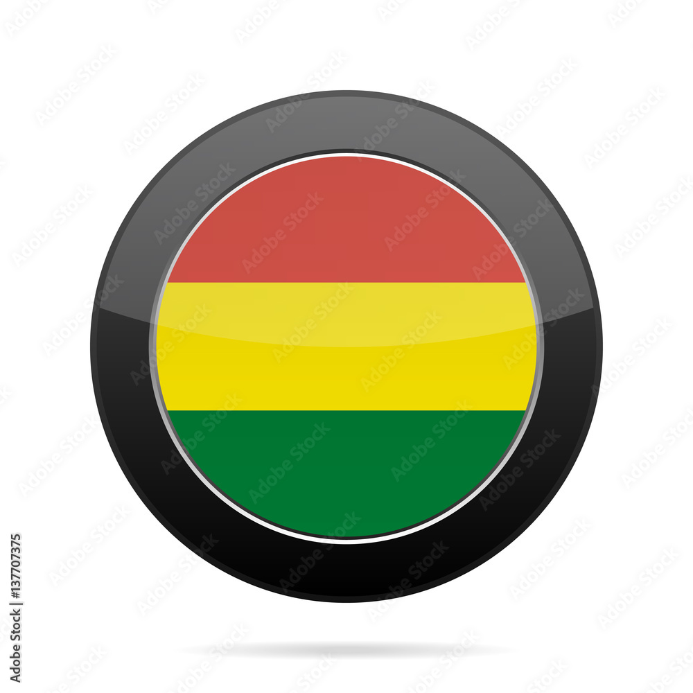 Flag of Bolivia. Shiny black round button. Flag of Bolivia. Shiny black round button.