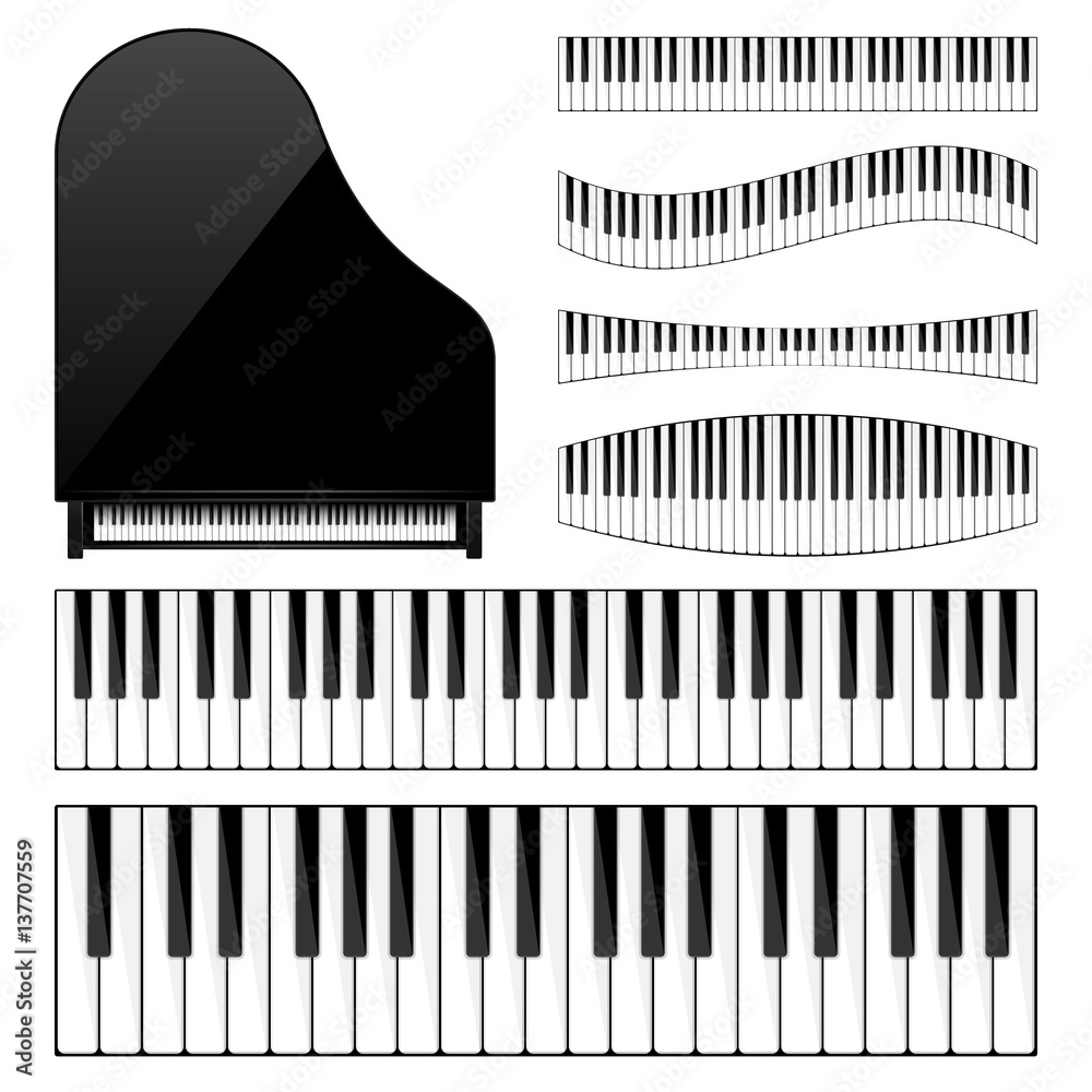 Piano with keyboard,key. Musical background. Melody. Instrument. Set. Sound.  Classical instrument. Stock Vector | Adobe Stock