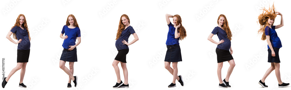 Pregnant woman in composite image isolated on white Pregnant woman in composite image isolated on white