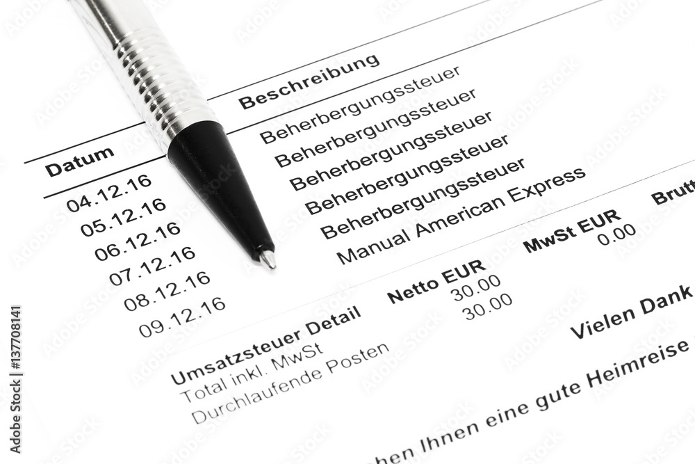 Beherbergungssteuer auf Hotelrechnung Beherbergungssteuer auf Hotelrechnung