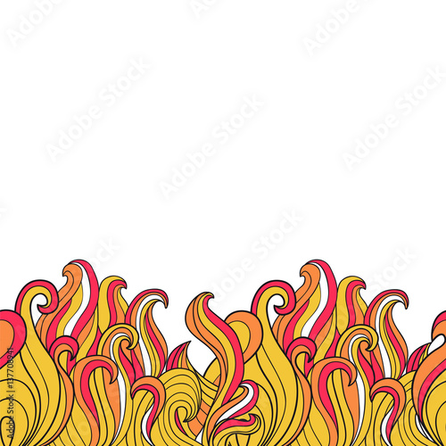 Abstract seamless hand drawn background with flames. Doodle flames. © oladolka