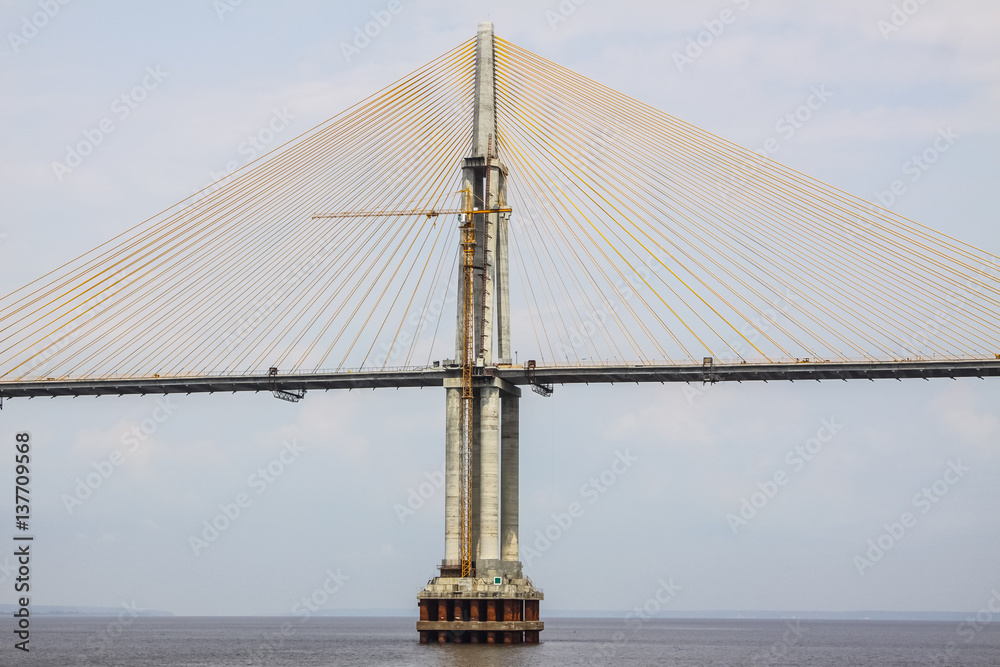 Fototapeta premium Central pillar of the Manaus-Iranduba bridge, Ponte Rio Negro, Manaus, Brazil