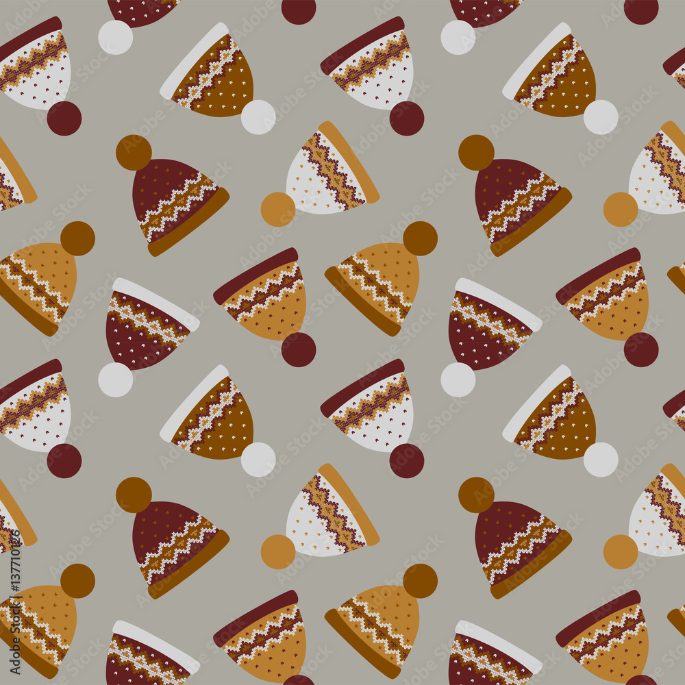 Seamless pattern with knitted hats. Lovely background for your design. Seamless pattern with knitted hats. Lovely background for your design.